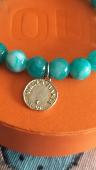 Pulsera Tous Turquesa y virgen niña de plata