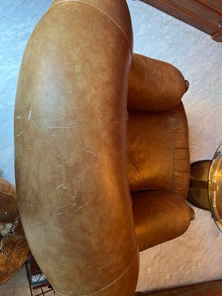 Sofá y sillón de piel marrón