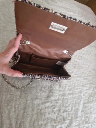 Bolso de fiesta tweed cadena