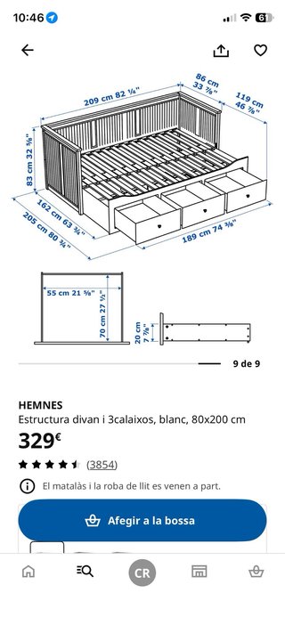 Sofá Cama Ikea Hemnes Blanco