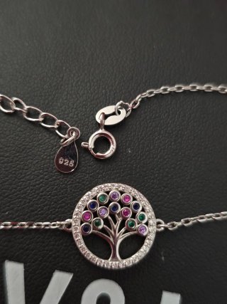 Pulsera Plata 925 Árbol de la Vida Multicolor