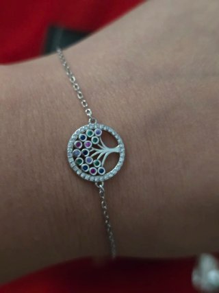 Pulsera Plata 925 Árbol de la Vida Multicolor