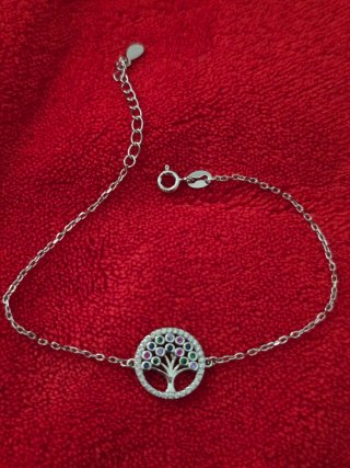 Pulsera Plata 925 Árbol de la Vida Multicolor