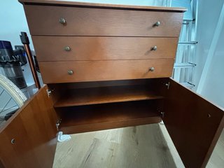 Cómoda de madera 3 cajones y 2 puertas