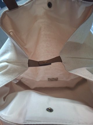 Bolso Adolfo Dominguez tela beige y marrón