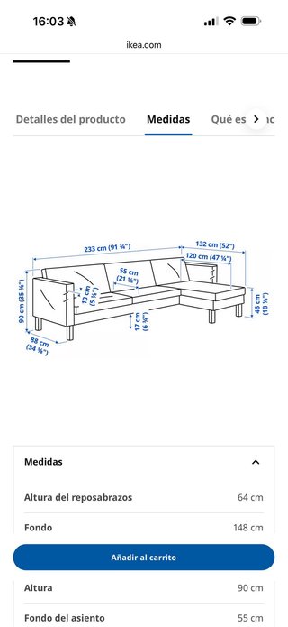 Sofá chaise longue tela y madera. SALTSJOBADEN