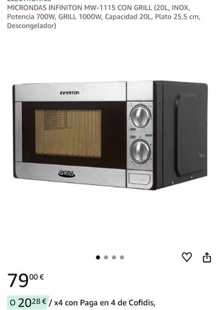 Microondas Infiniton MW-1115 con Grill