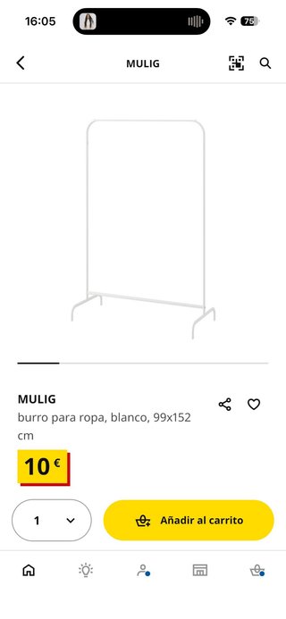 Burro para ropa MULIG blanco