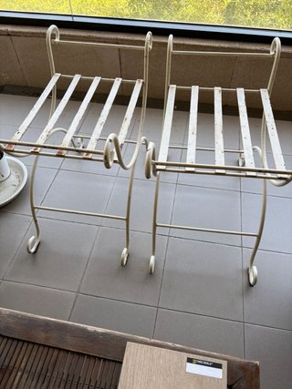 2 Taburetes Terraza Metal Blanco (cada uno 15€)