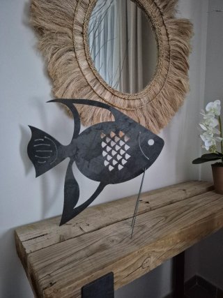 Escultura pez metal decoración