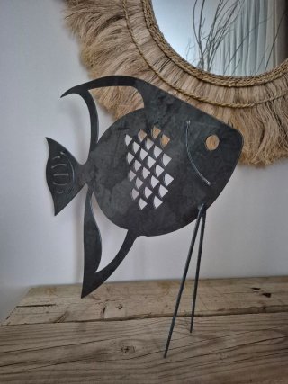 Escultura pez metal decoración