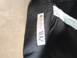 Falda globo Zara satén negro Talla S
