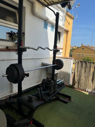 Rack mancuernas banca y barras 100 kg de Hierro