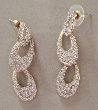 Pendientes largos fiesta dorados y plateados
