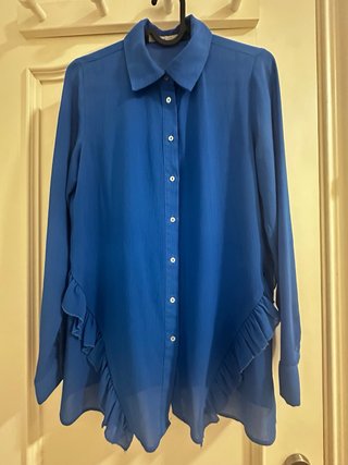 Camisa Zara azul elegante talla XS