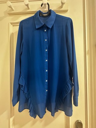Camisa Zara azul elegante talla XS