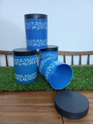 Conjunto 4 caixas de alimentos azuis