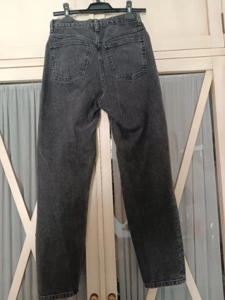 Vaqueros Jeans Mom Mango gris lavado talla 36