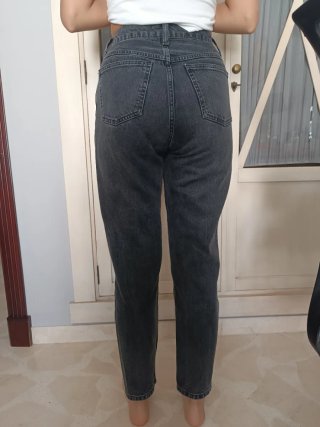 Vaqueros Jeans Mom Mango gris lavado talla 36