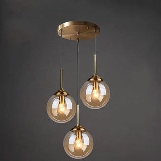 Lampada Sospensione Vintage Vetro Oro E27