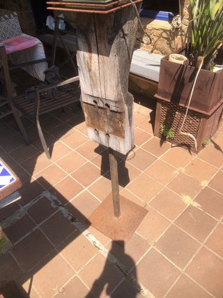 Lámpara de pie exterior madera y metal