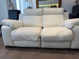 Sofá reclinable eléctrico de cuero blanco