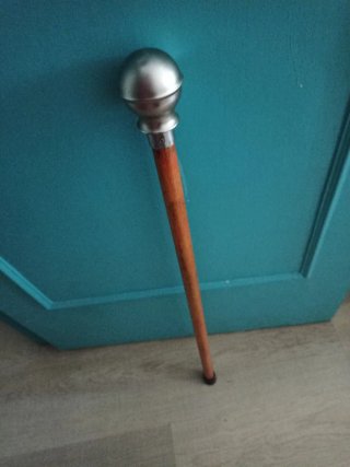Bastón madera y metal mate