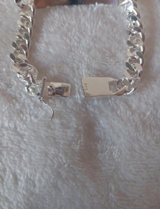 Pulsera de plata de ley 925 - placa lisa y eslabón