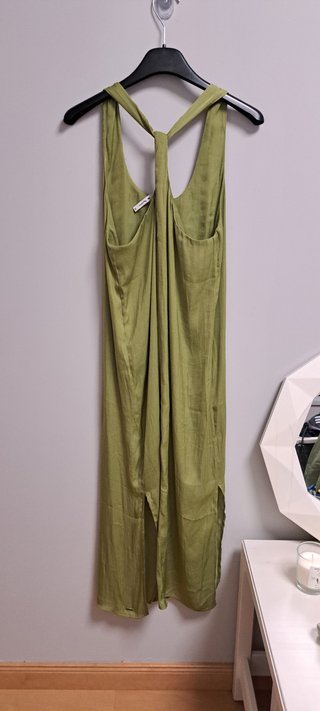 Vestido largo satén Pepe Jeans verde