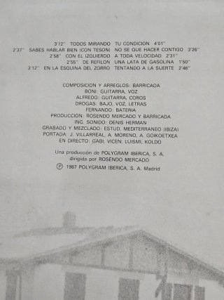 BARRICADA LP NO SE QUE HACER CONTIGO 1987 ROCK