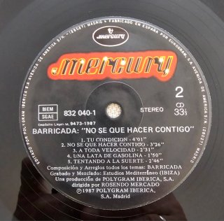 BARRICADA LP NO SE QUE HACER CONTIGO 1987 ROCK