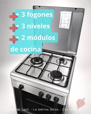 Cocina 3 Fogones + Horno Seminueva