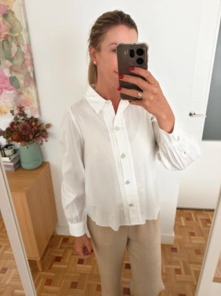 Blusa Zara Botones Joya Blanca
