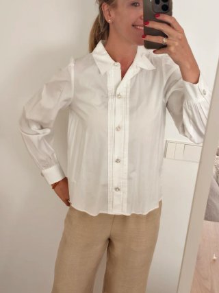 Blusa Zara Botones Joya Blanca