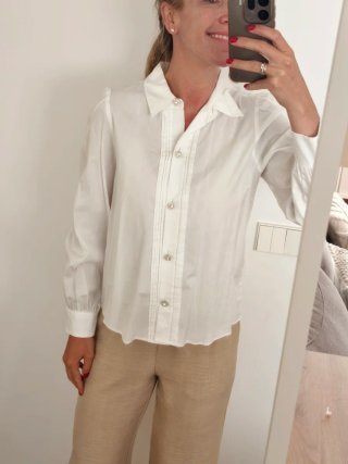 Blusa Zara Botones Joya Blanca