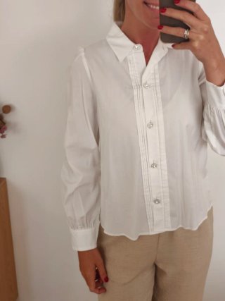 Blusa Zara Botones Joya Blanca