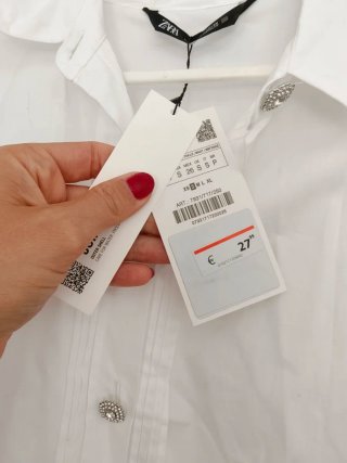 Blusa Zara Botones Joya Blanca