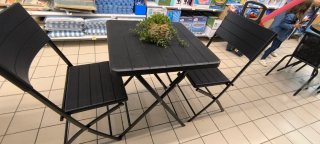 Conjunto Mesa y 2 Sillas Terraza Plegable