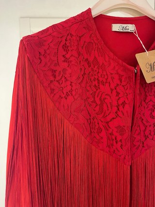 Vestido Flamenca Rojo con Capa Flecos Talla 2 /36-