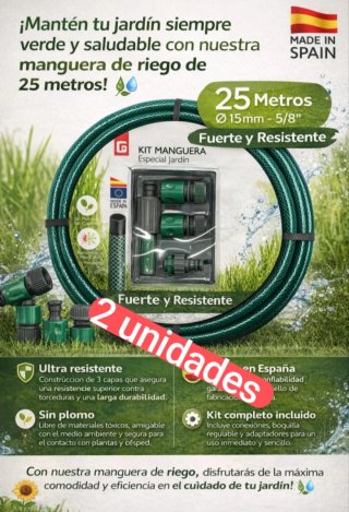 2 Mangueras de Jardín 25m con accesorios