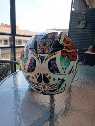 Casco Moto NZI Talla M Calaveras Mexicanas