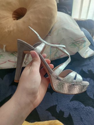 Tacones Pepe Castell Plateados Talla 38