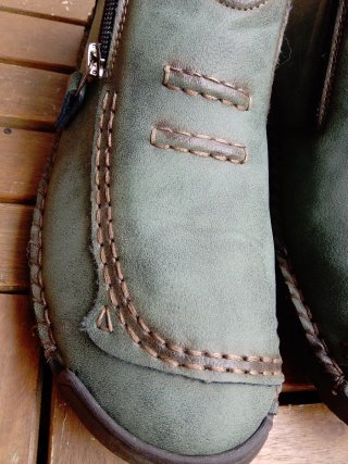 Scarpe pelle uomo verde oliva cucite a mano
