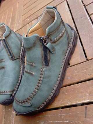 Scarpe pelle uomo verde oliva cucite a mano