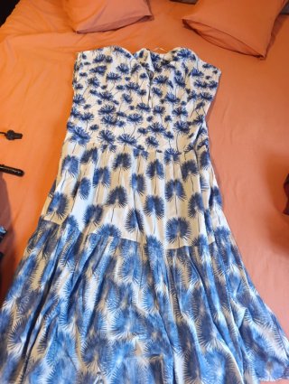 Vestido Zara Talla XXL Estampado Azul Blanco
