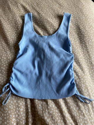 Top azul Mango con cordones