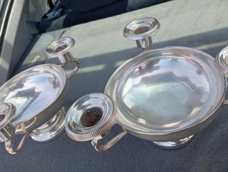 Centros de mesa portavelas plata francesa S.XIX