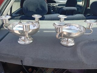 Centros de mesa portavelas plata francesa S.XIX