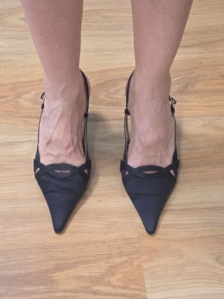 Zapatos de fiesta raso negro talla 38