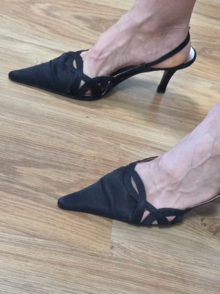 Zapatos de fiesta raso negro talla 38